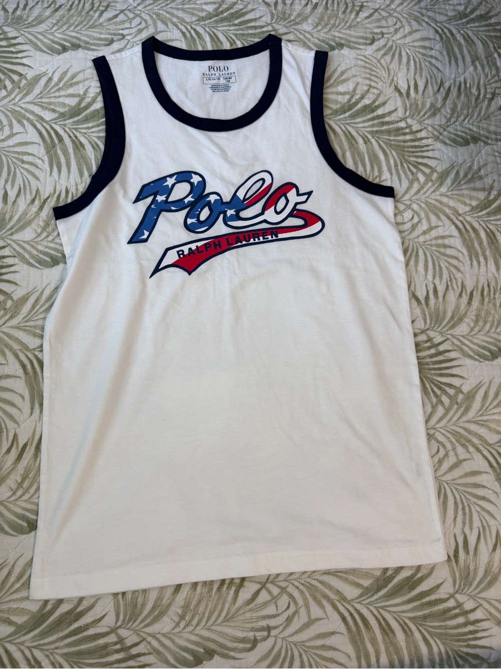 NWOT Polo Ralph Lauren White Tank with Red & Blue Logo